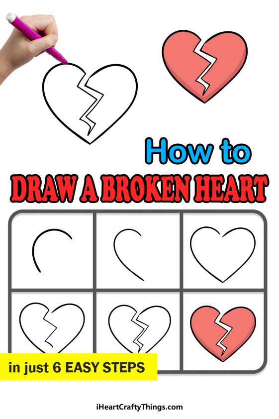 Broken Heart Drawing How To Draw A Broken Heart Step By Step