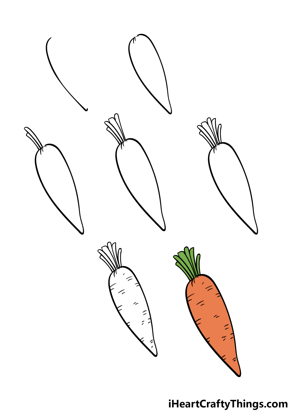 Carrot Drawing - How To Draw A Carrot Step By Step