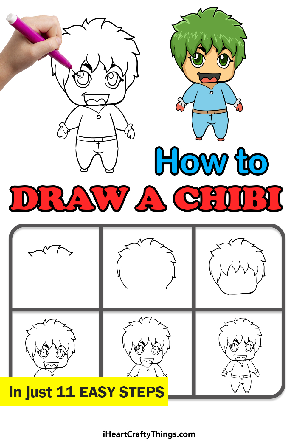 How to Draw a Chibi Face | Chibi sketch, Chibi drawings, Boy hair drawing