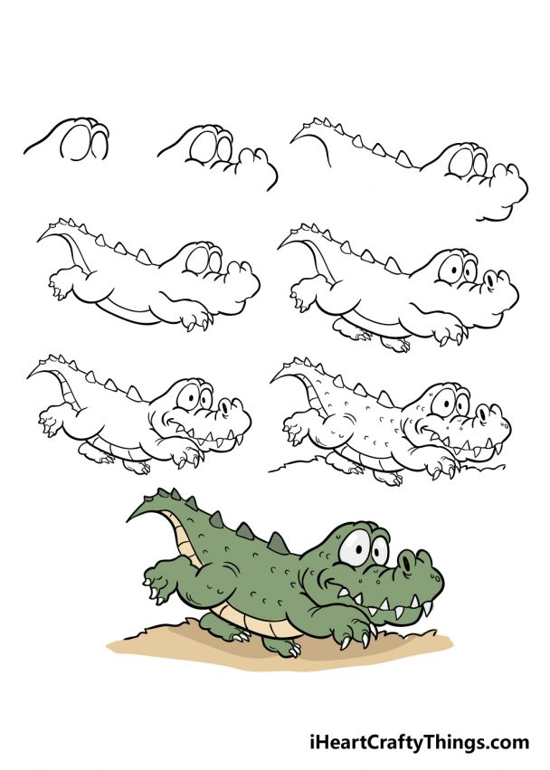 Crocodile Drawing How To Draw A Crocodile Step By Step