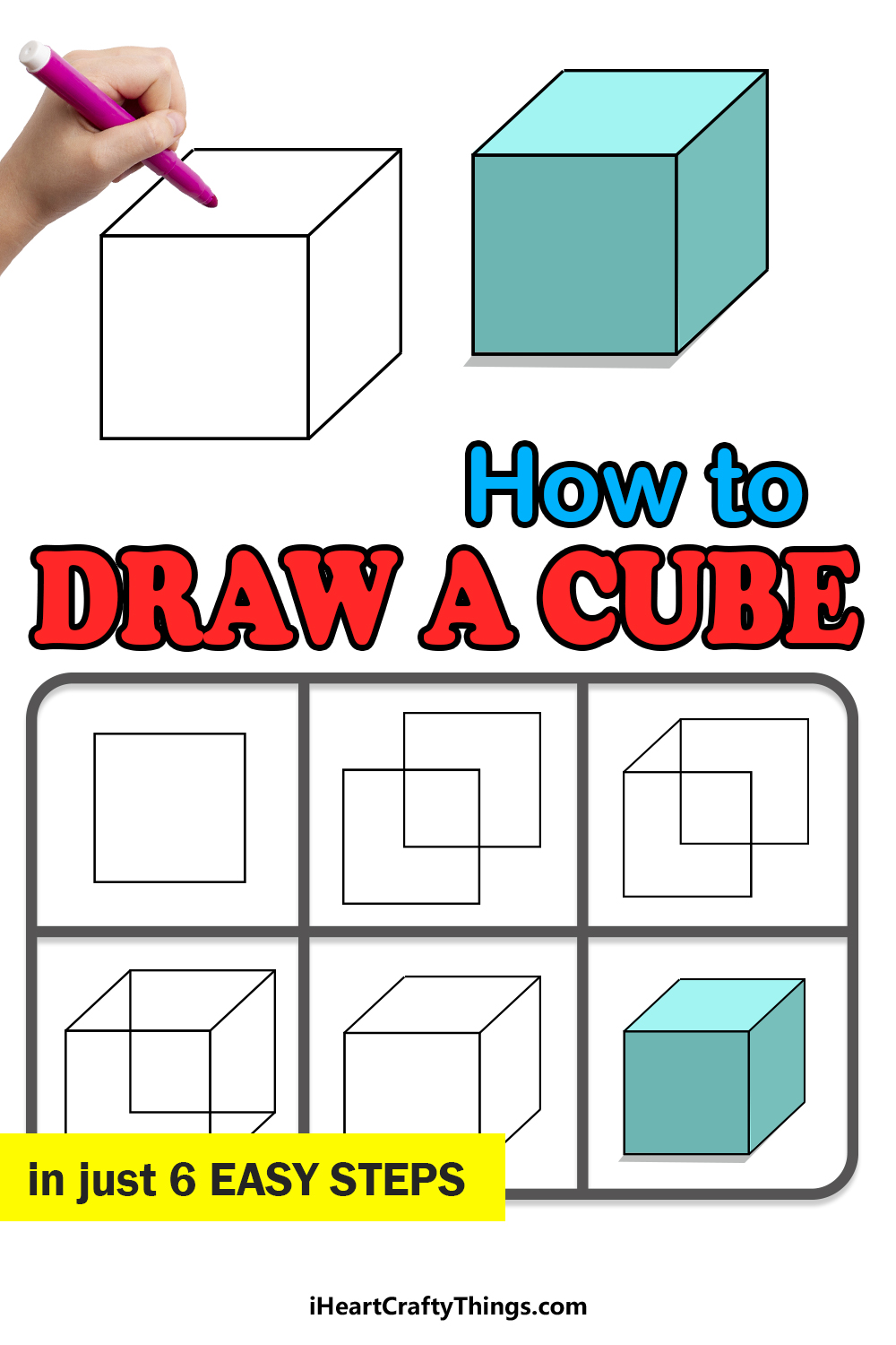 how to draw a cube in 6 easy steps