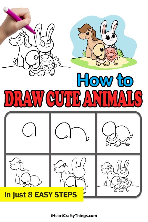 Cute Animals Drawing - How To Draw Cute Animals Step By Step