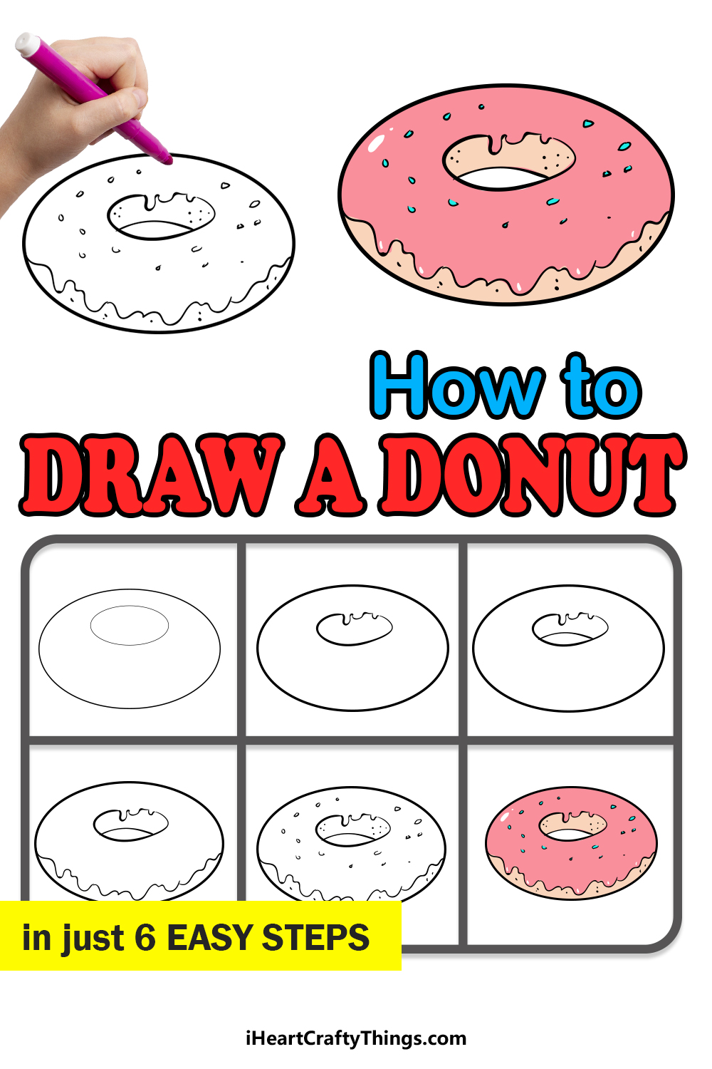 how to draw a donut in 6 easy steps