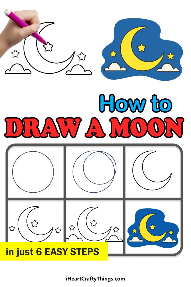 Moon Drawing - How To Draw A Moon Step By Step