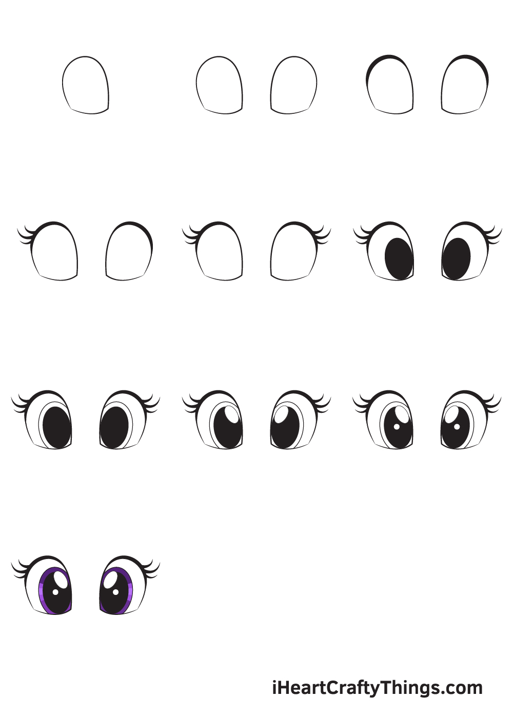 how to draw cute eyes in 9 steps