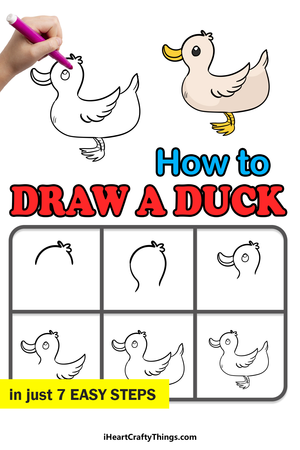 how to draw a duck in 7 easy steps