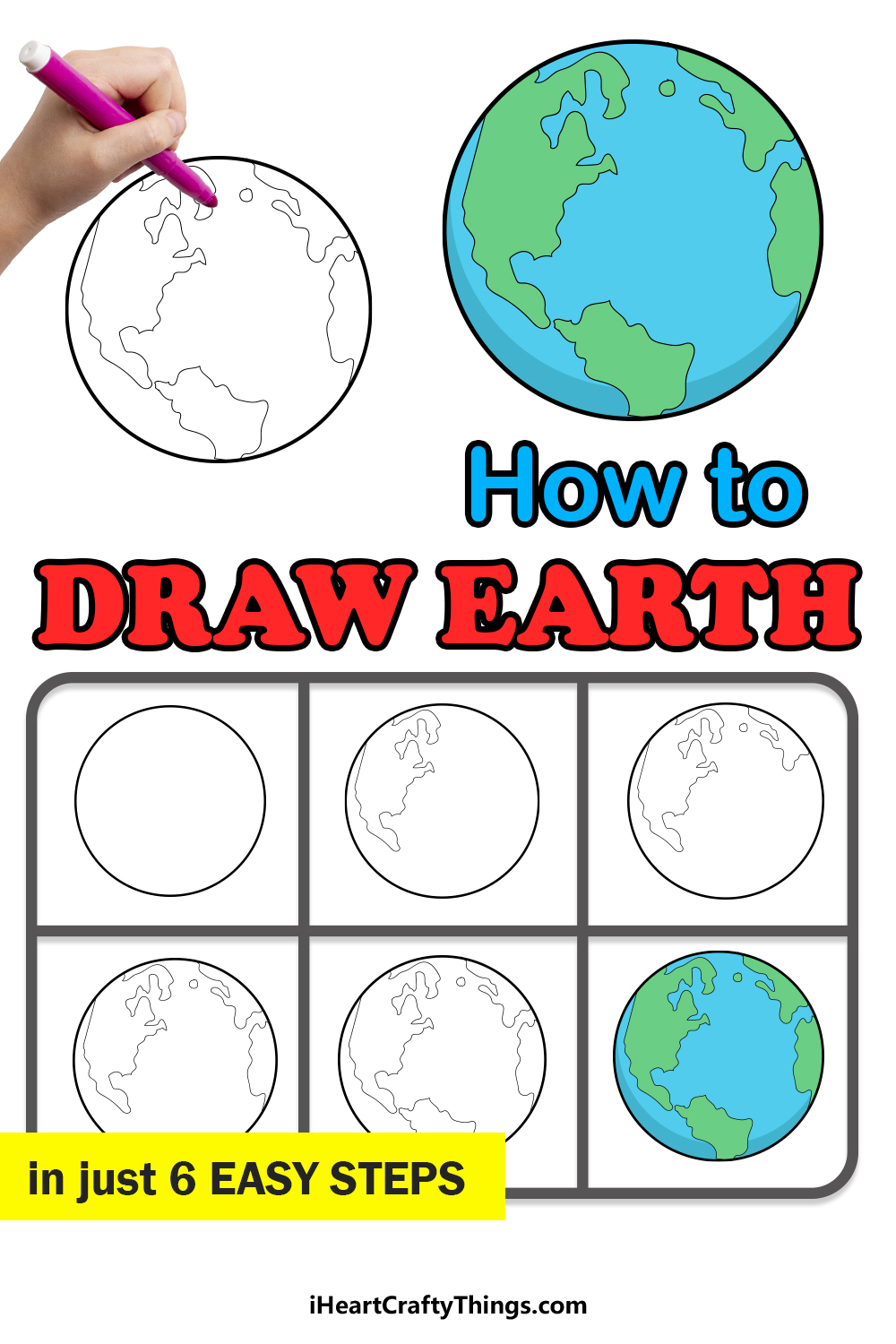 how to draw earth in 6 easy steps