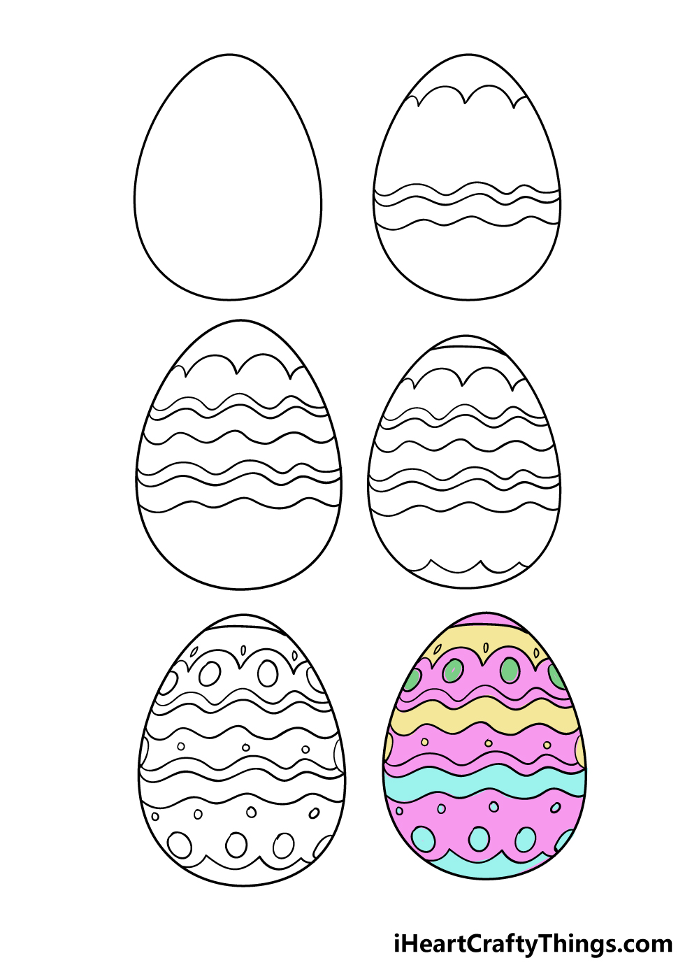 how to draw easter egg in 6 steps