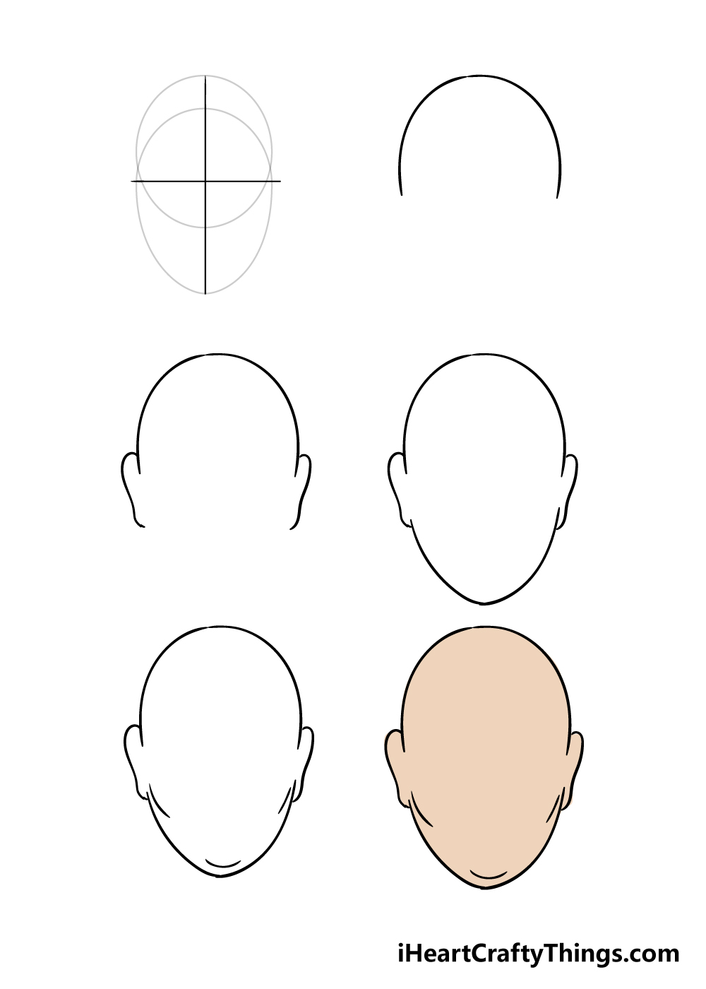 how to draw face shape in 6 steps