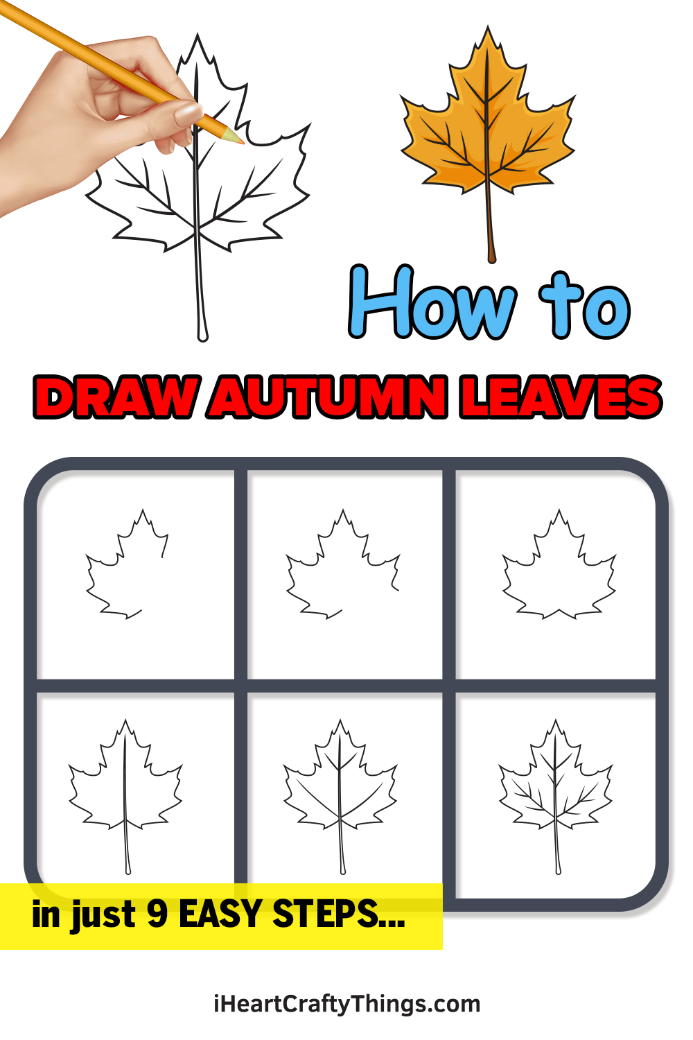 how to draw autumn leaves in 9 easy steps