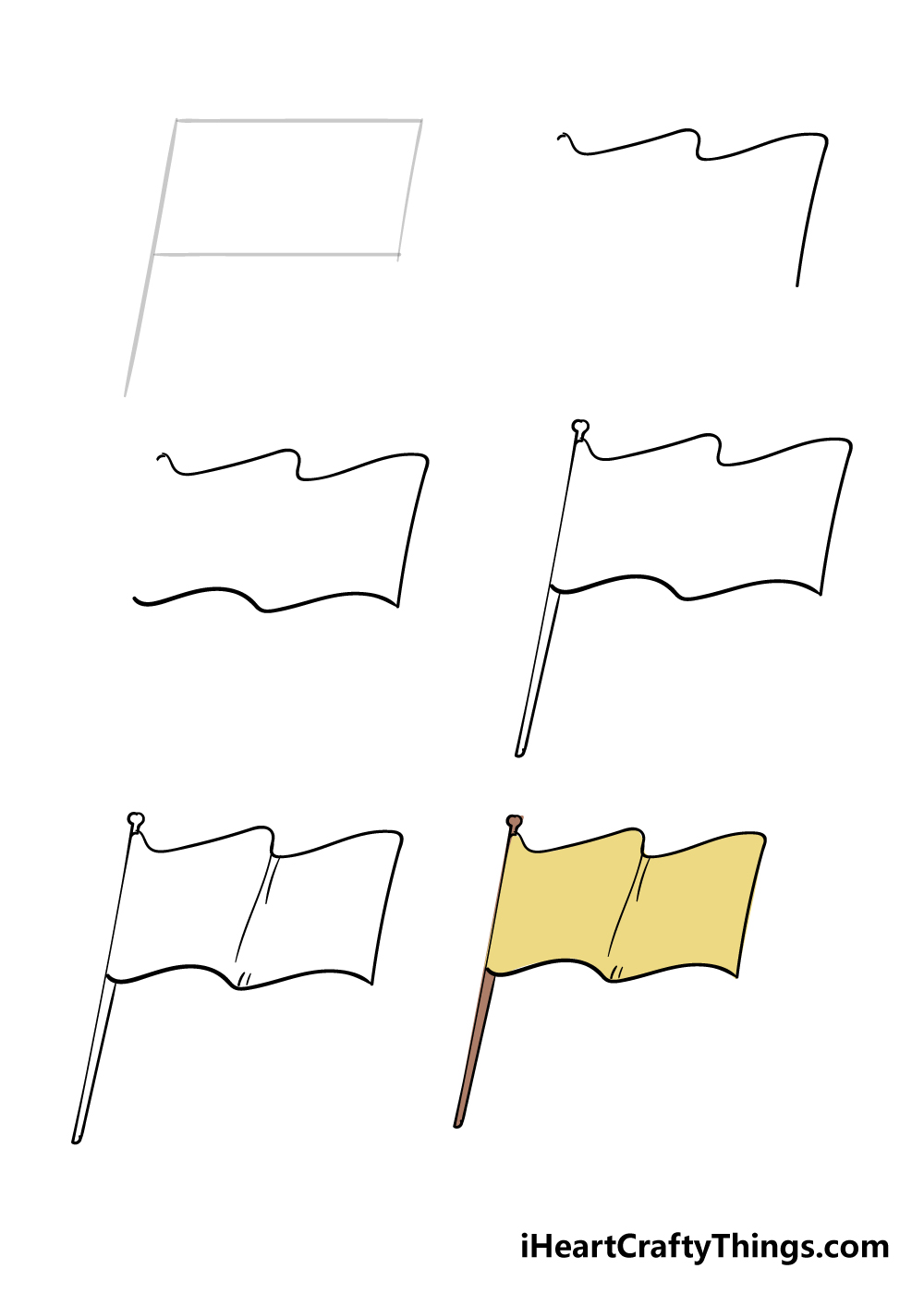 how to draw flag in 6 steps