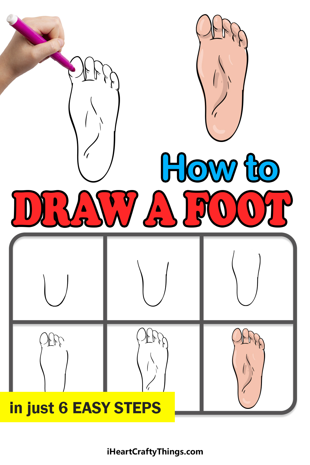 how to draw a foot in 6 easy steps