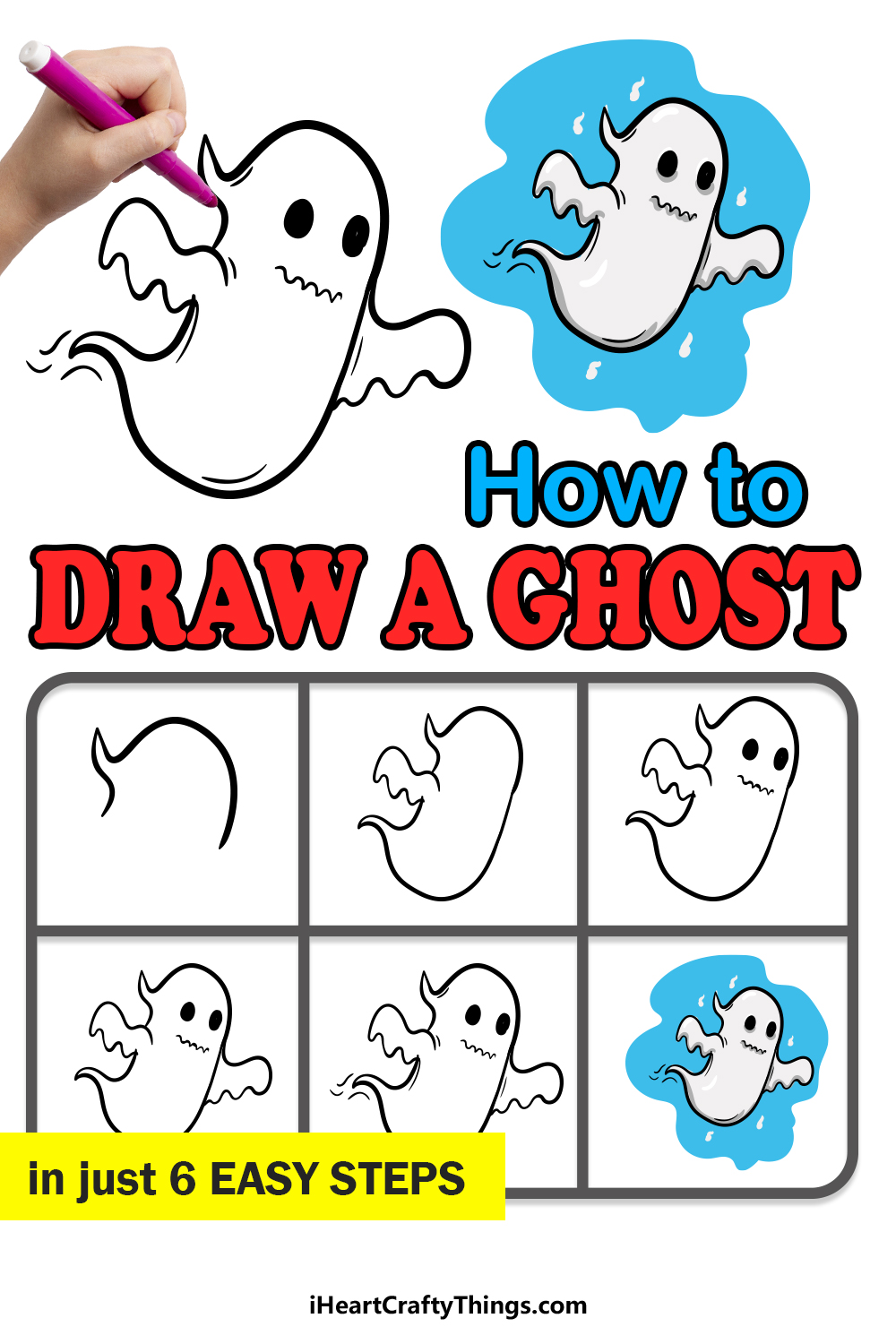 how to draw a ghost in 6 steps