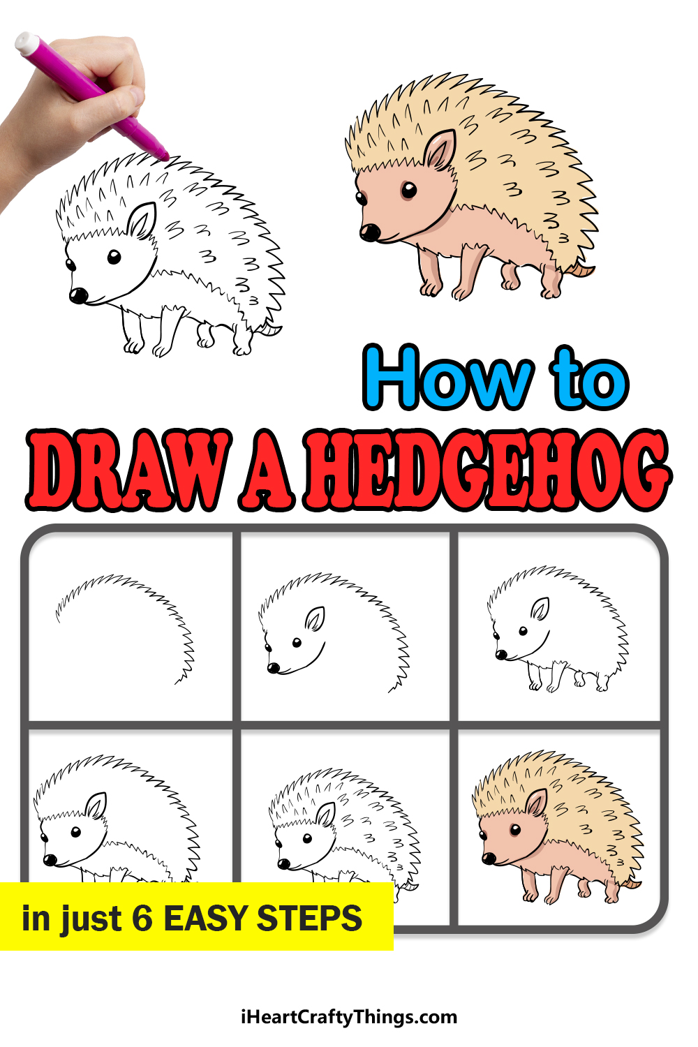 how to draw a hedgehog in 6 easy steps