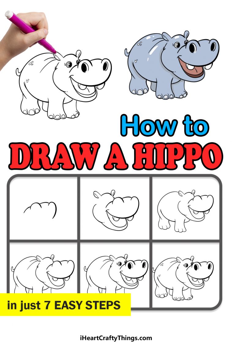 Hippo Drawing - How To Draw A Hippo Step By Step