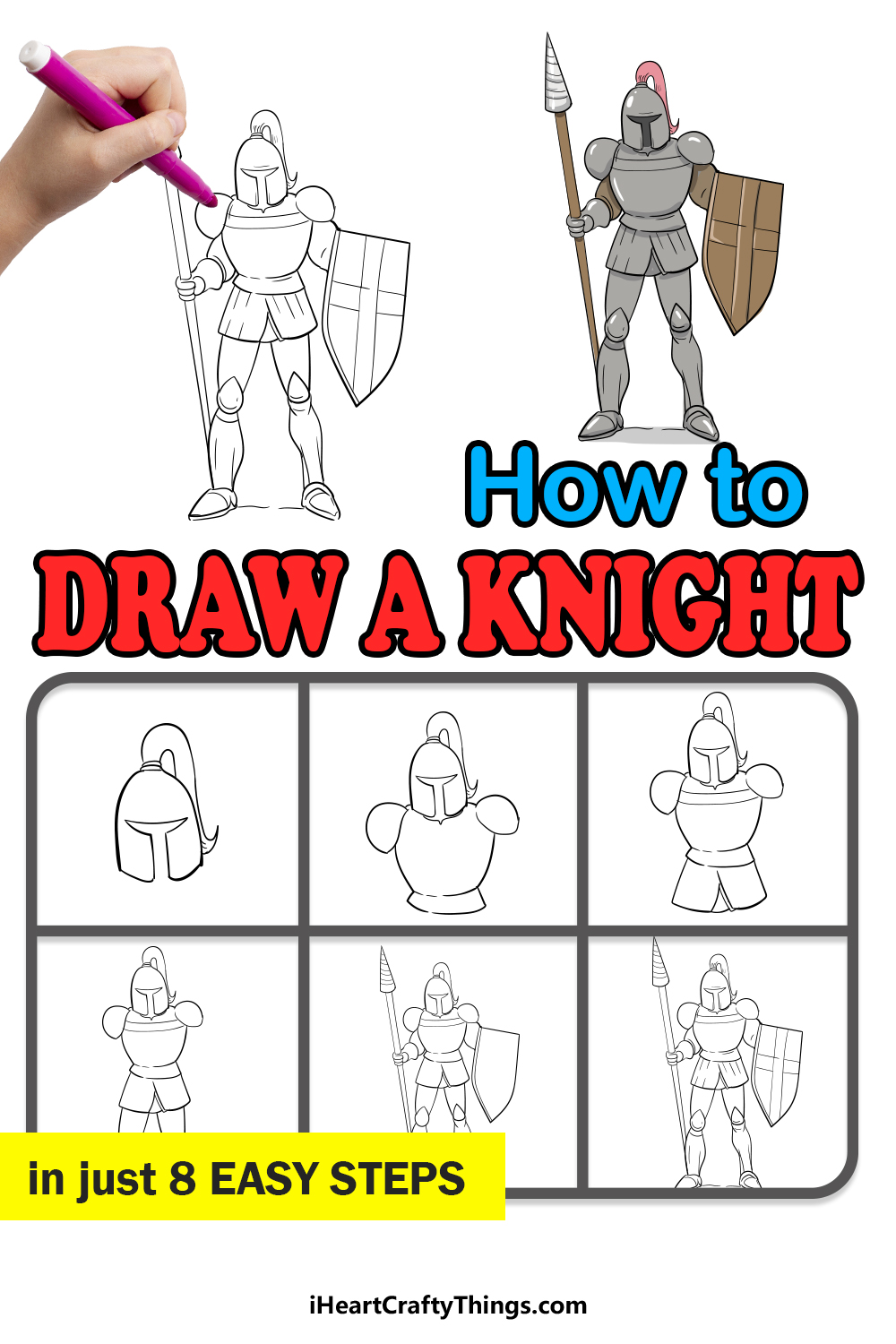 how to draw a knight in 8 easy steps