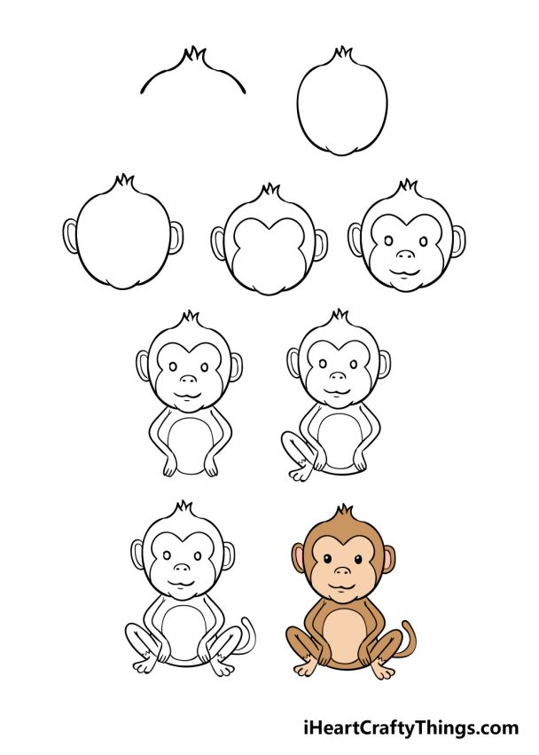 Monkey Drawing - How To Draw A Monkey Step By Step
