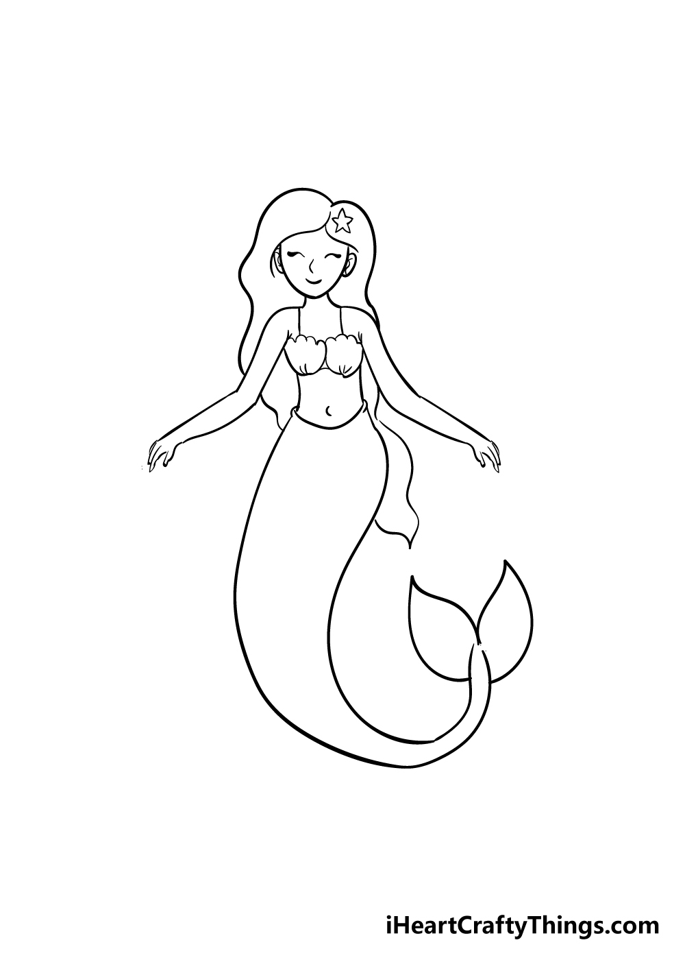 Mermaid Drawing   How To Draw A Mermaid Step By Step
