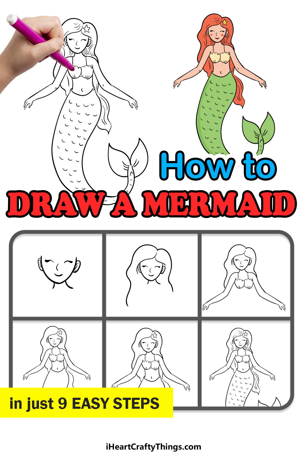 how to draw a step by step mermaid