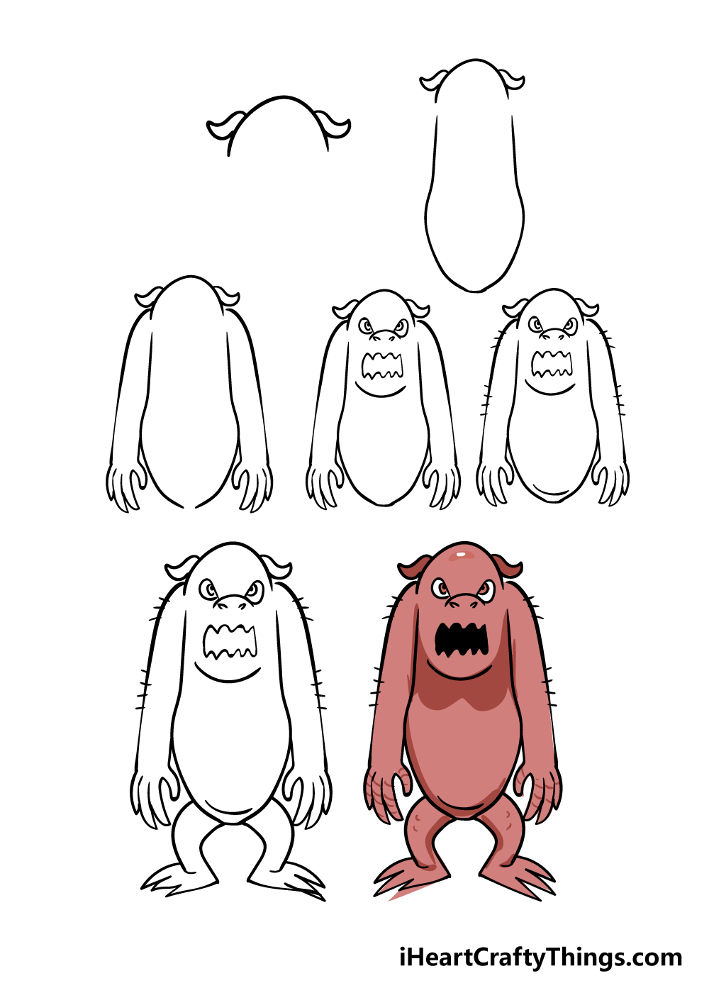 how to draw monster in 7 steps