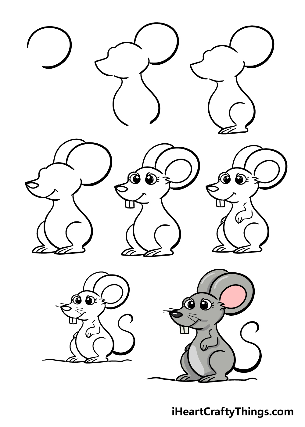 how to draw a mouse in 8 steps