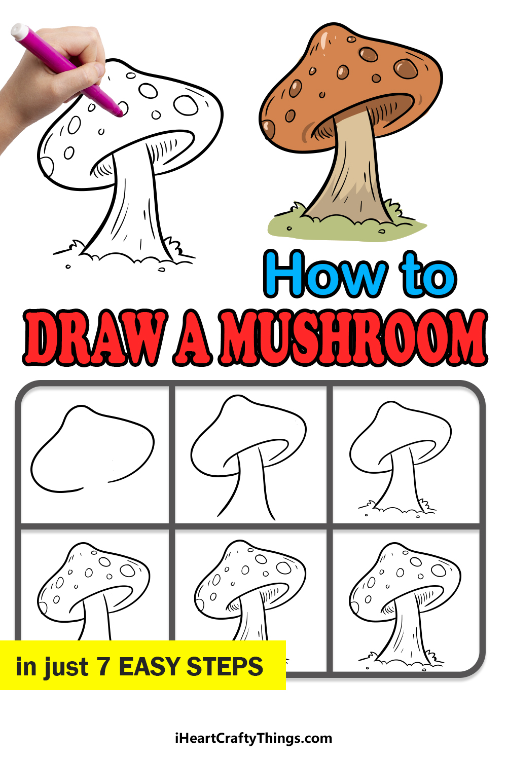 how to draw a mushroom in 7 easy steps