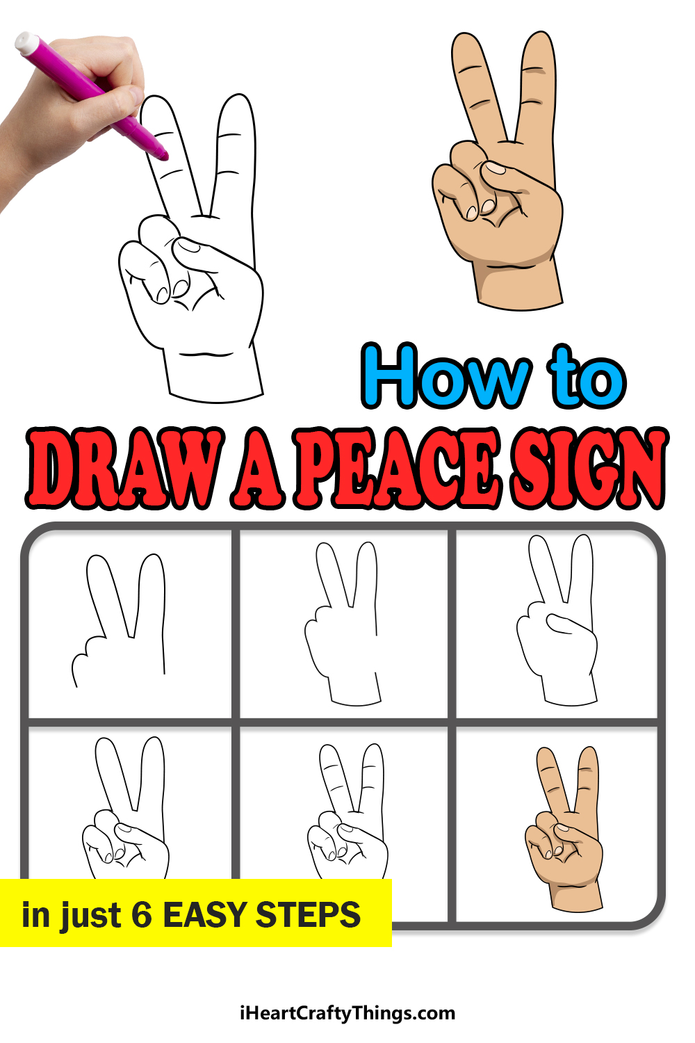 how to draw a peace sign in 6 easy steps