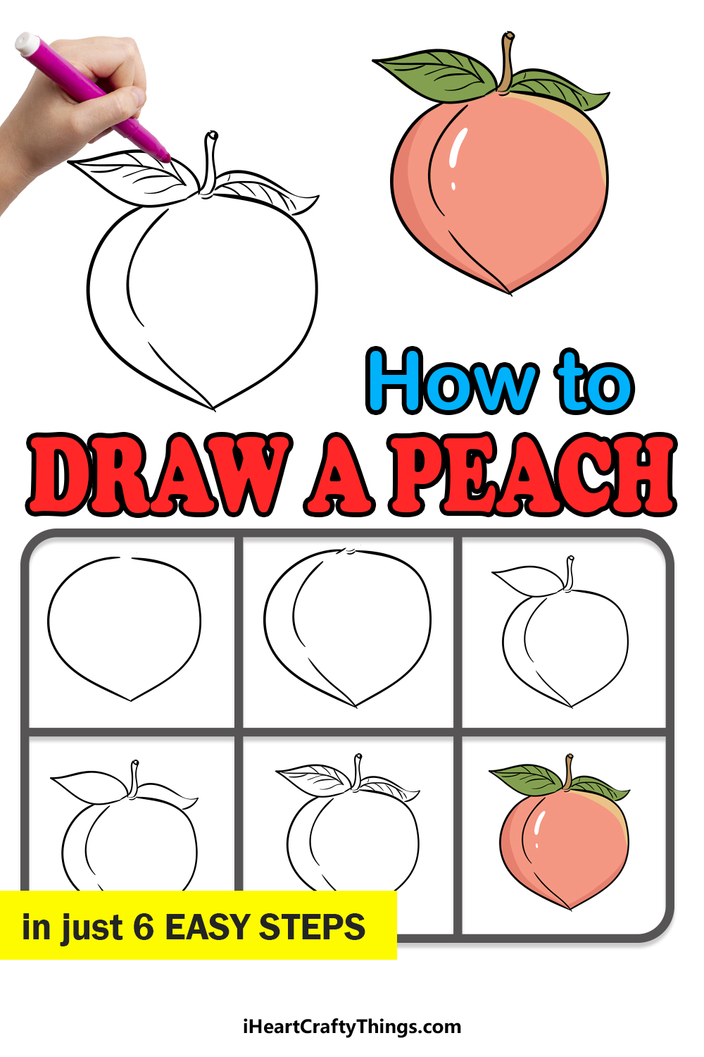 how to draw a peach in 6 easy steps