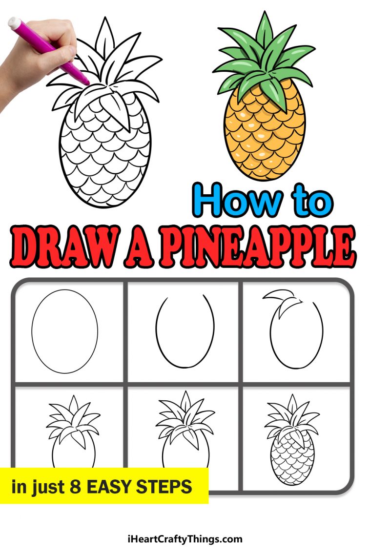 Pineapple Drawing - How To Draw A Pineapple Step By Step