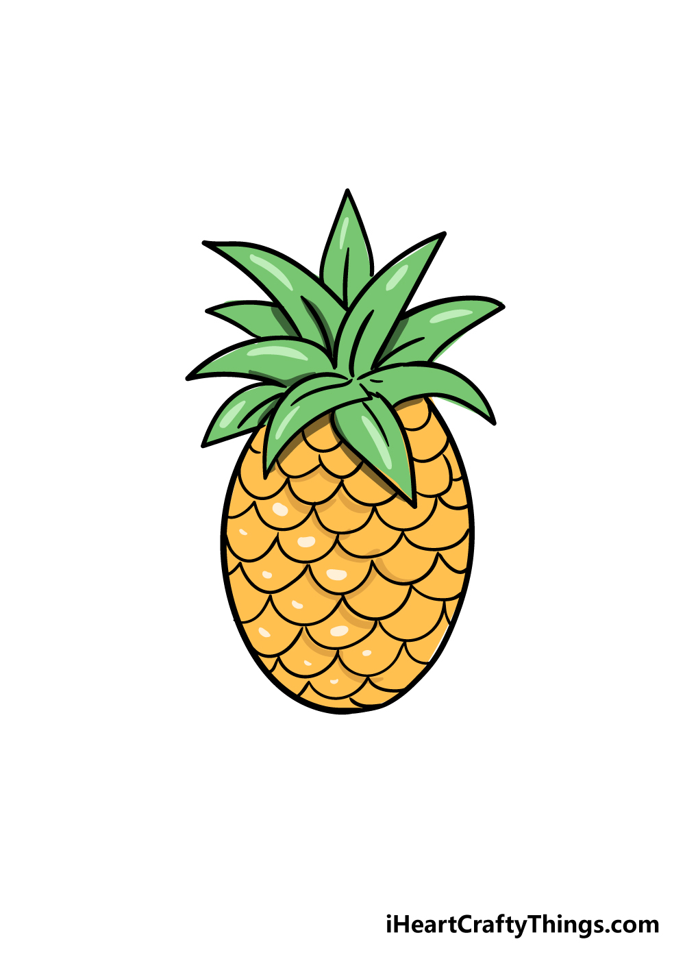  Pineapple Drawing - How To Draw A Pineapple Step By Step