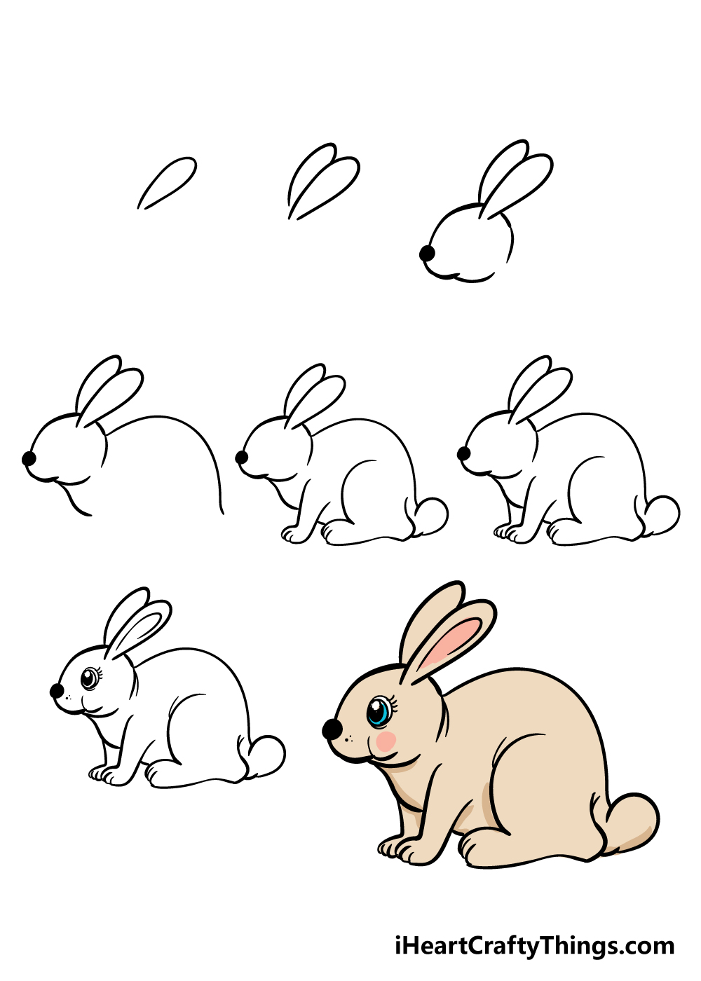 how to draw a realistic rabbit step by step