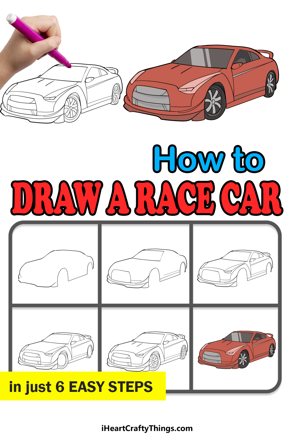 how to draw a simple race car