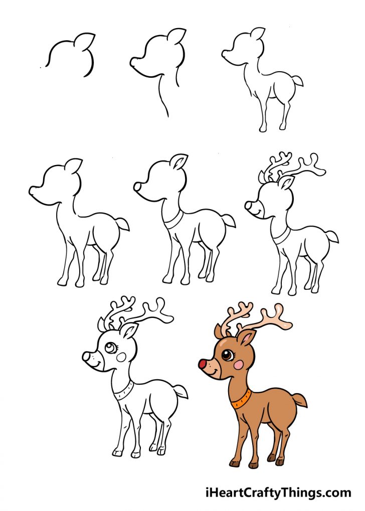 Reindeer Drawing How To Draw A Reindeer Step By Step