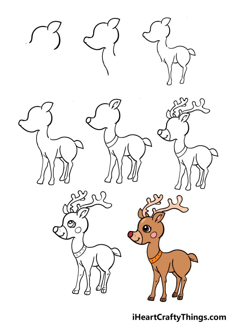 Reindeer Drawing - How To Draw A Reindeer Step By Step