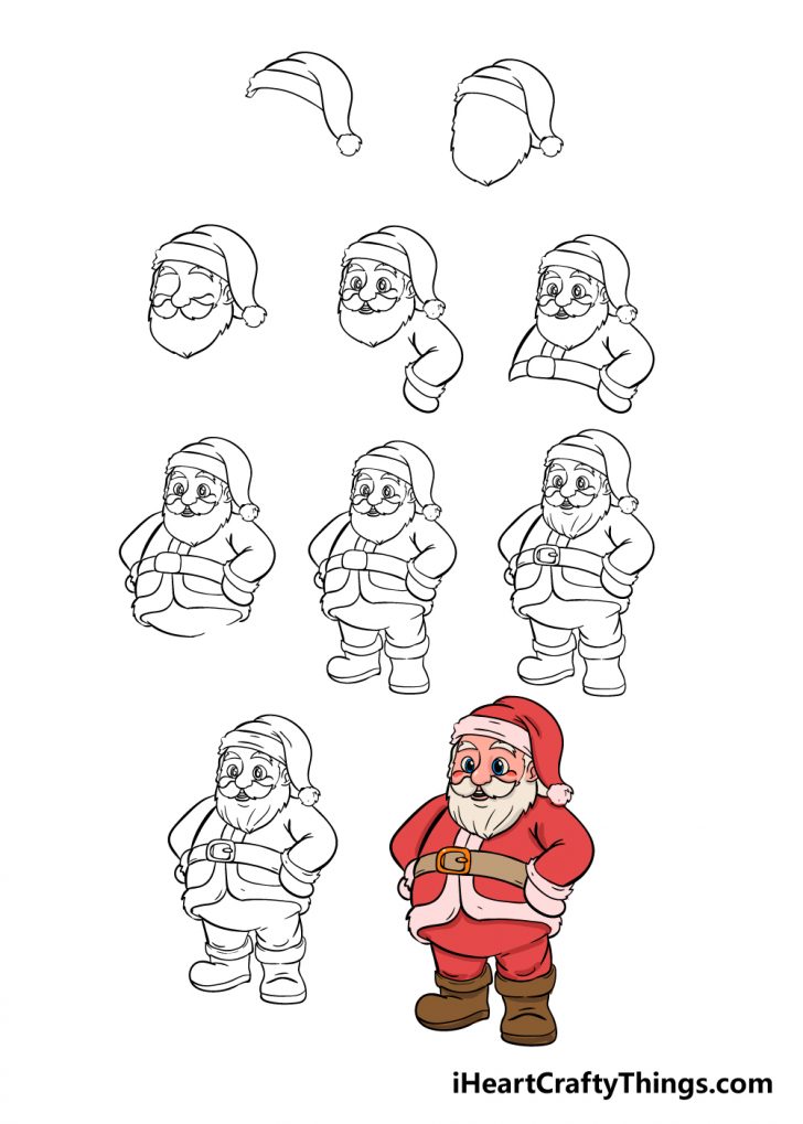 Santa Drawing - How To Draw Santa Step By Step