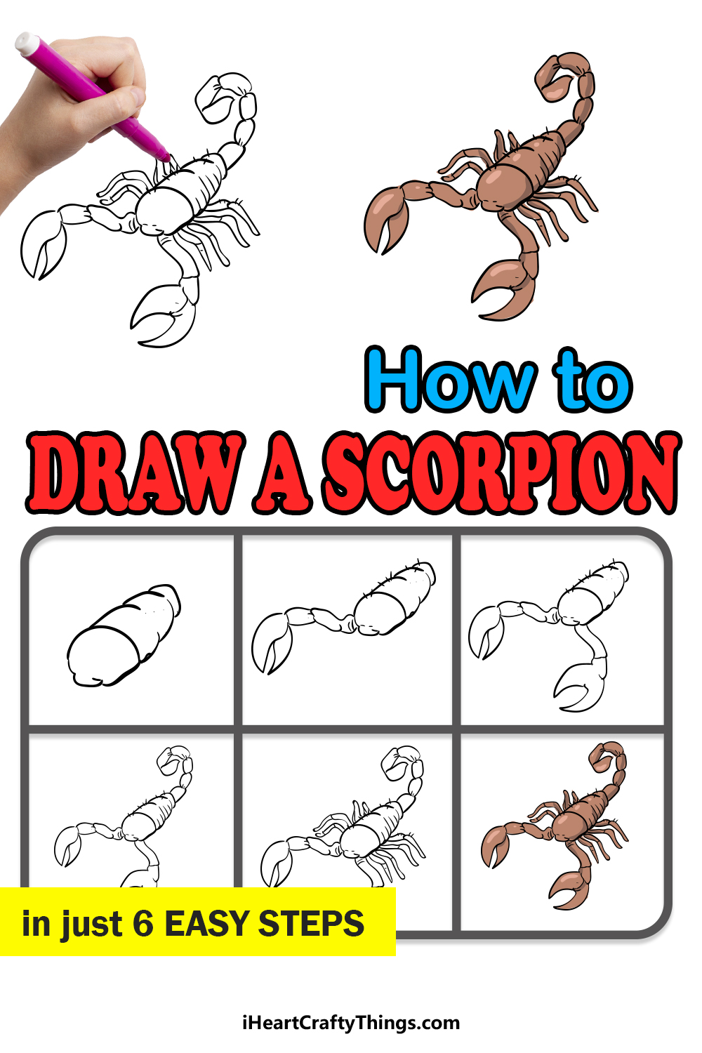 how to draw a scorpion in 6 easy steps