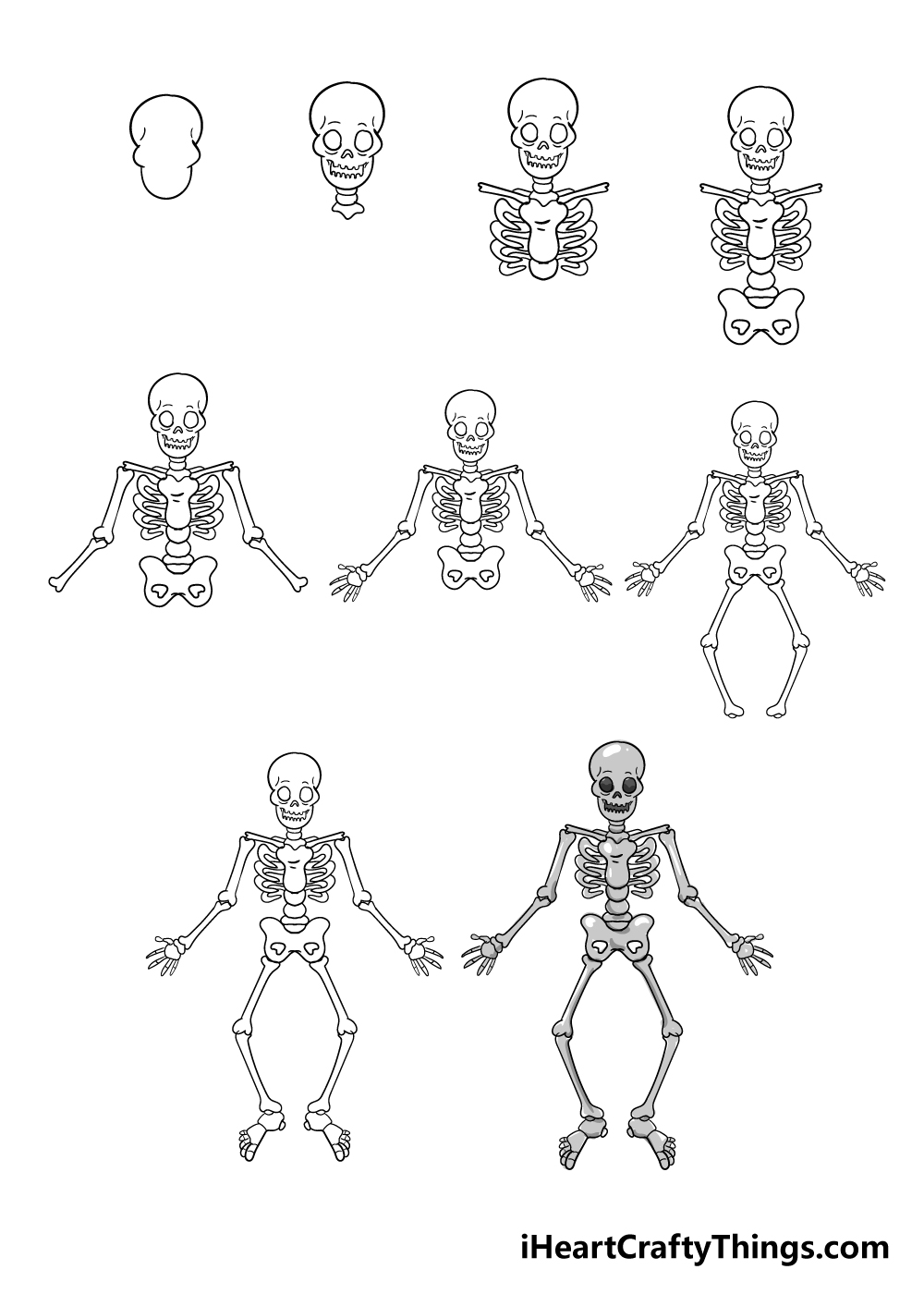 Skeleton Drawing - How To Draw A Skeleton Step By Step!