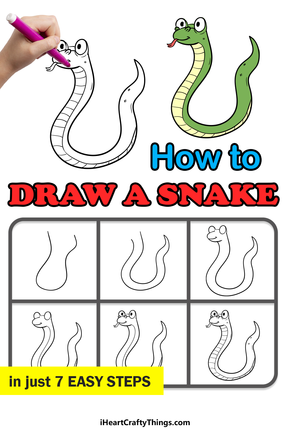 how to draw a snake in 7 easy steps