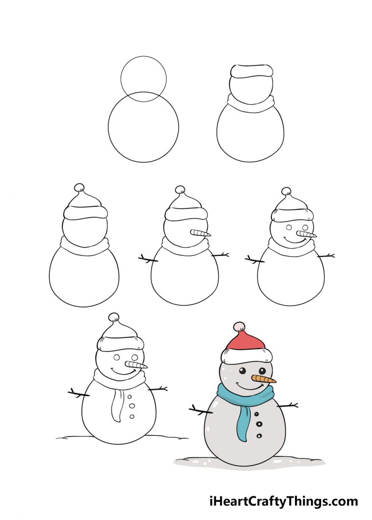 Snowman Drawing How To Draw A Snowman Step By Step   Snowman In 7 Steps 758x1061 