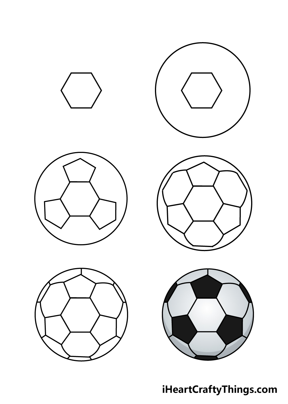 voetbal tekenen in 6 stappen