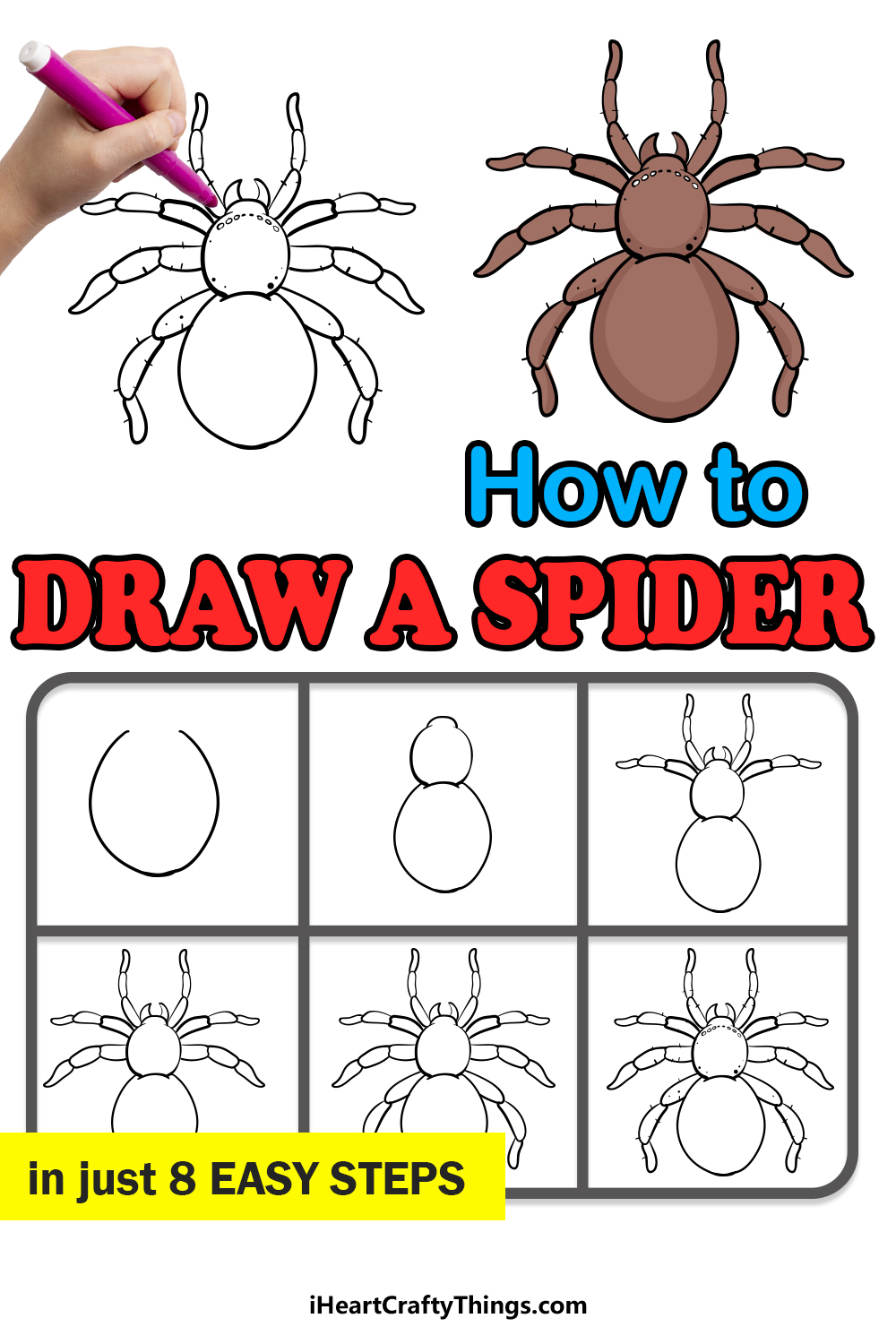 how to draw a spider in 8 easy steps