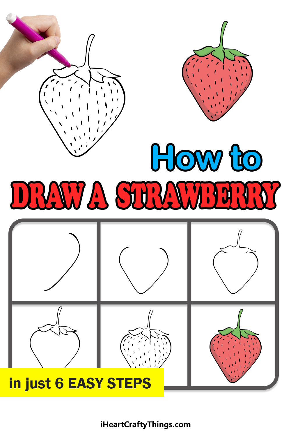 how to draw a strawberry in 6 easy steps