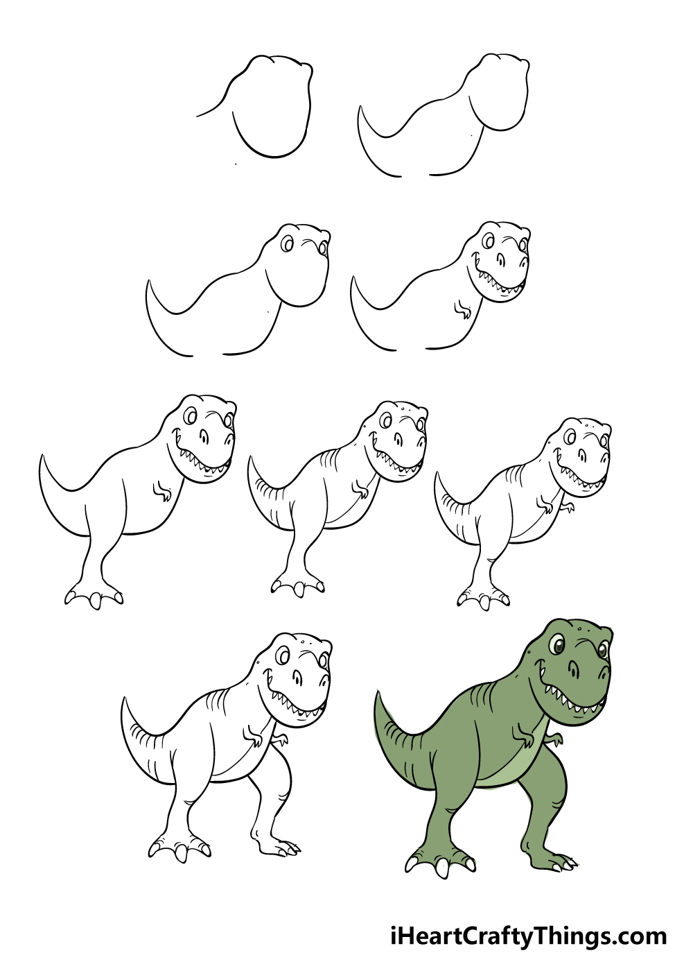 how to draw T-Rex in 9 steps