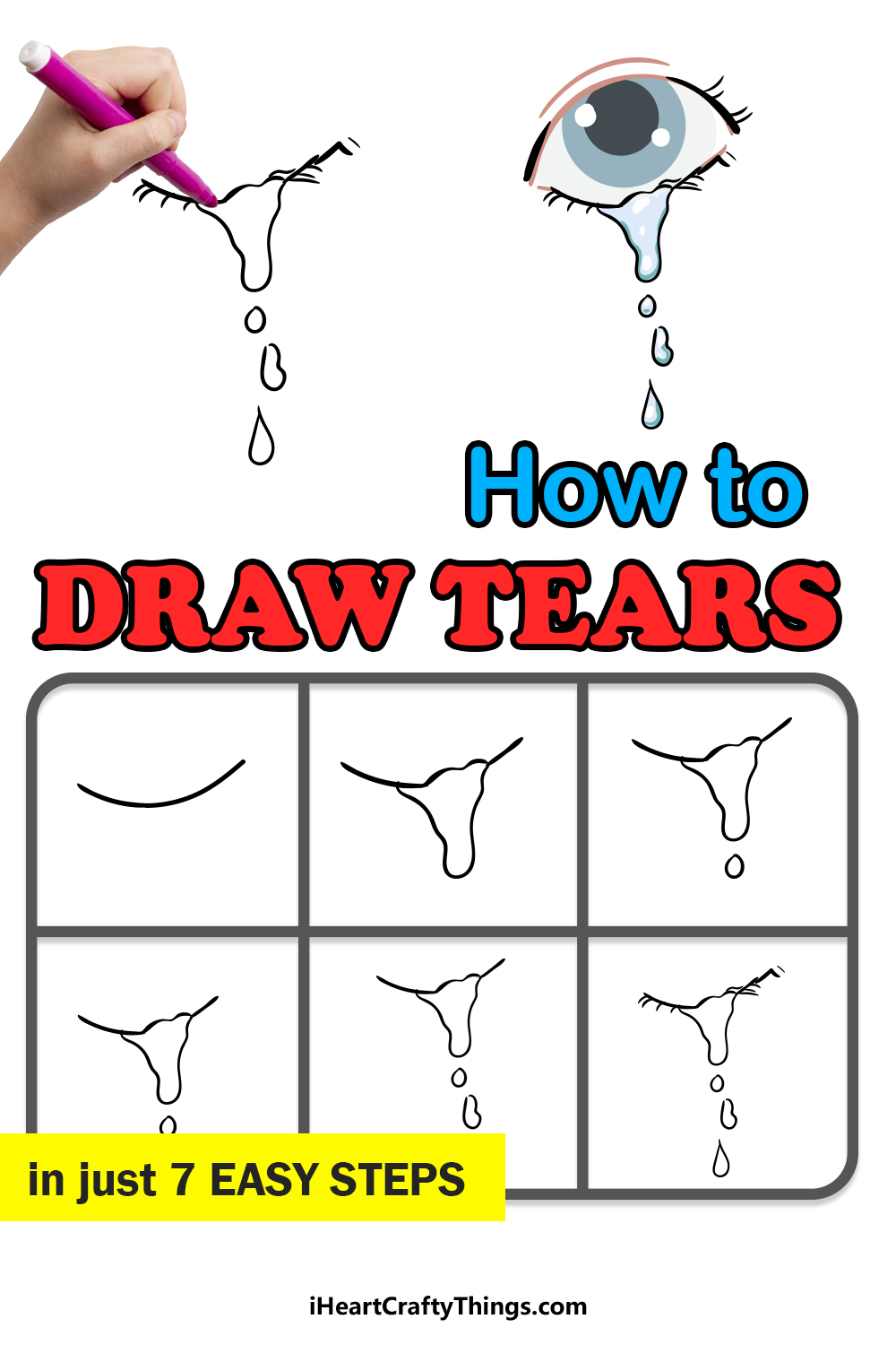 how to draw tears in 7 easy steps