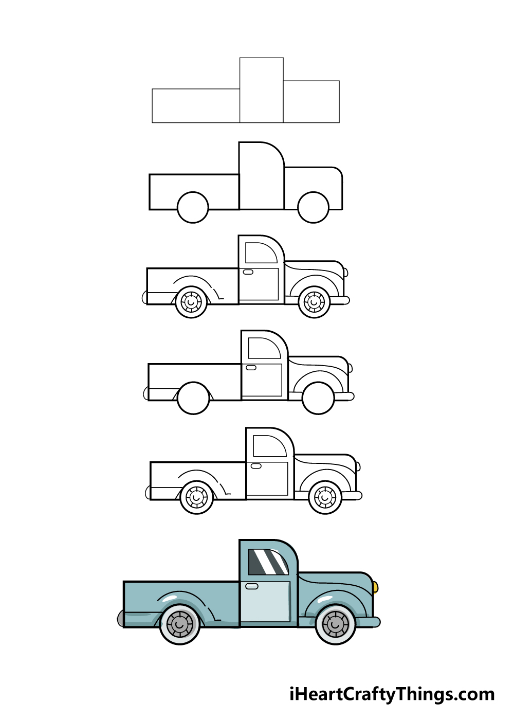 truck drawings step by step