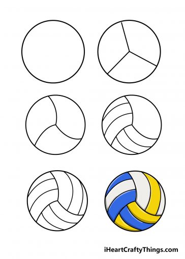 Volleyball Drawing - How To Draw A Volleyball Step By Step