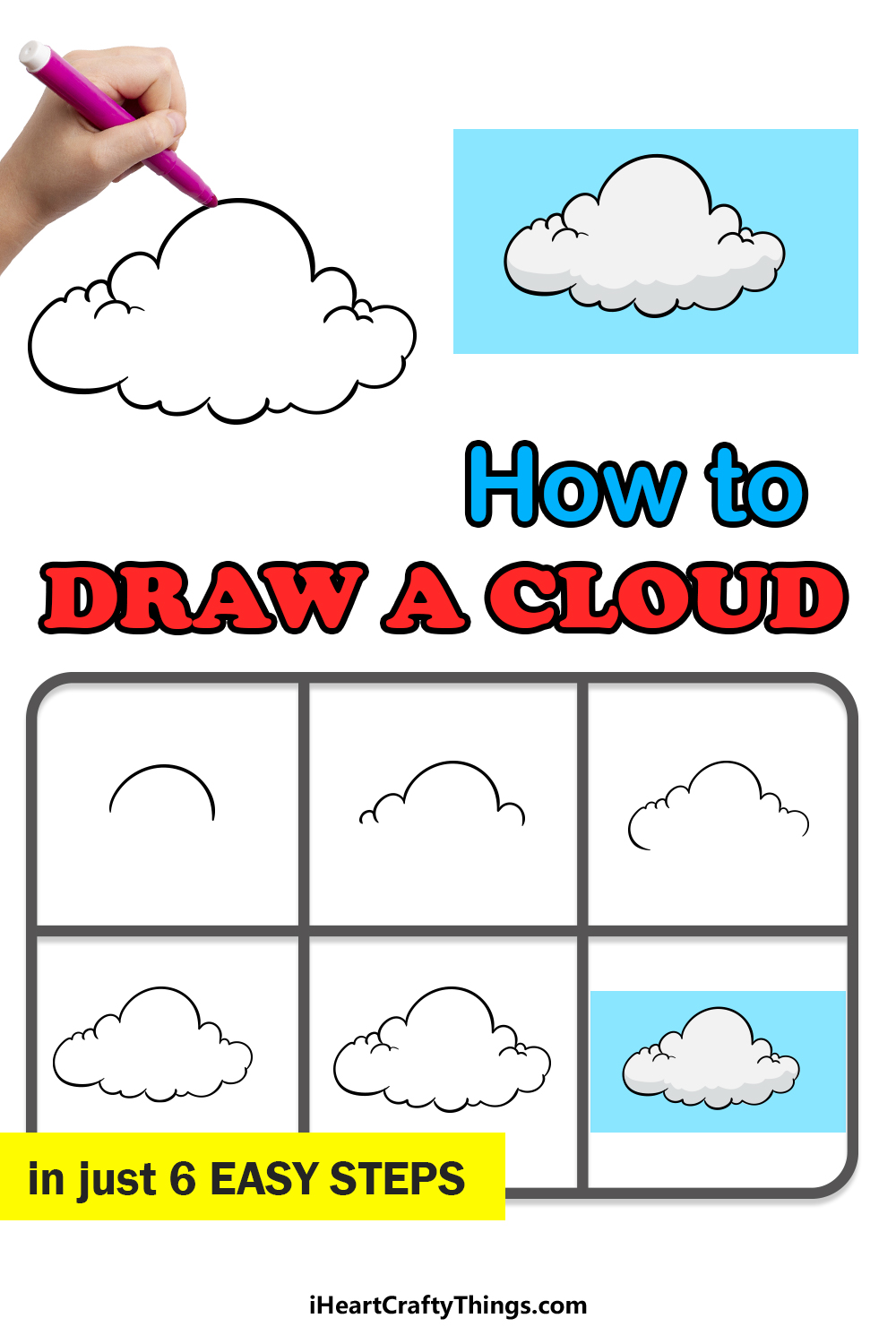 how to draw clouds step by step