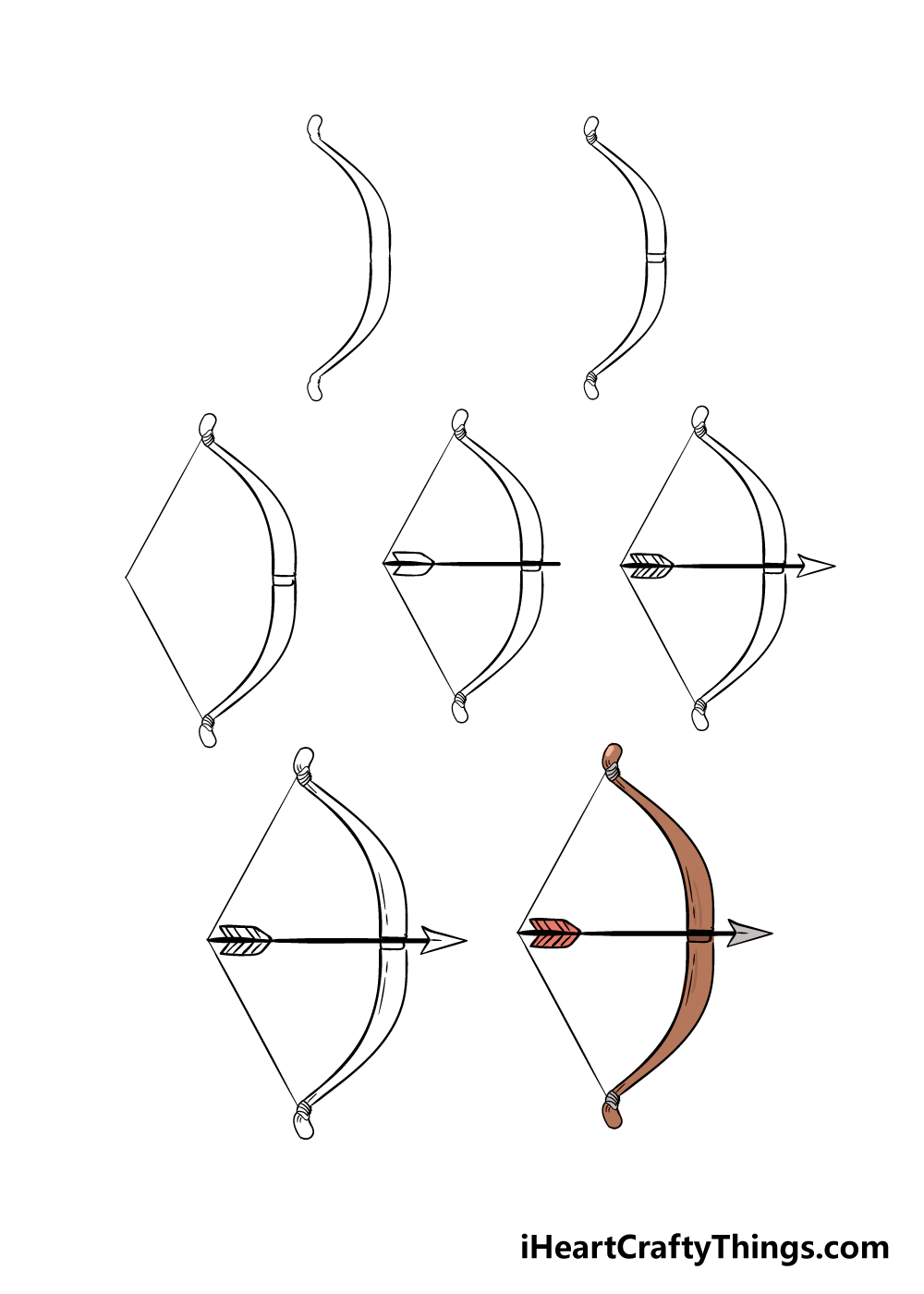 how to draw bow in 7 steps