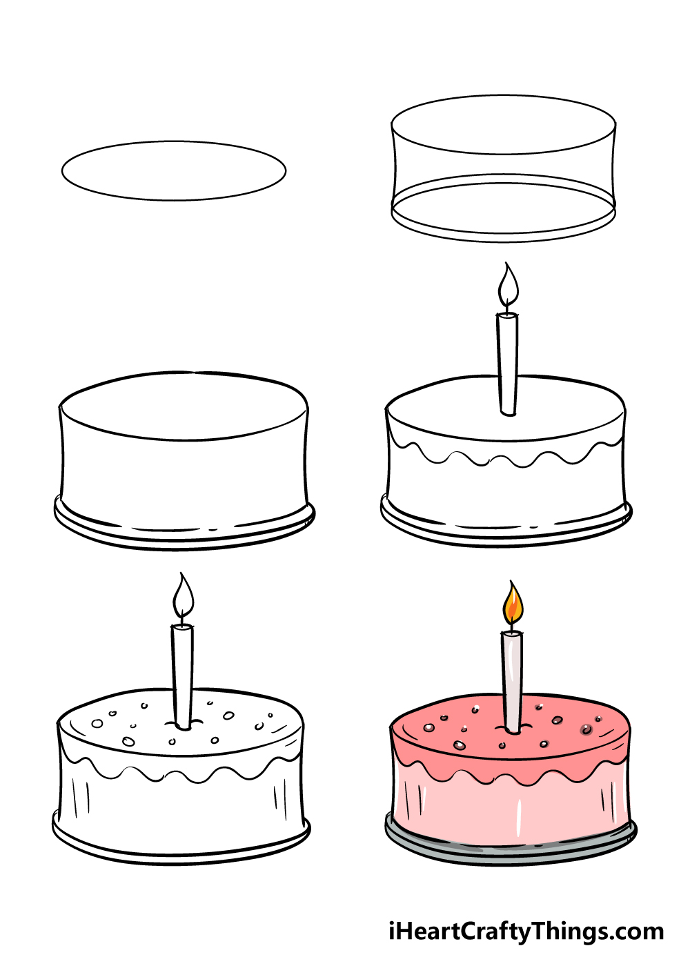 Birthday Cake Drawing Step By Step