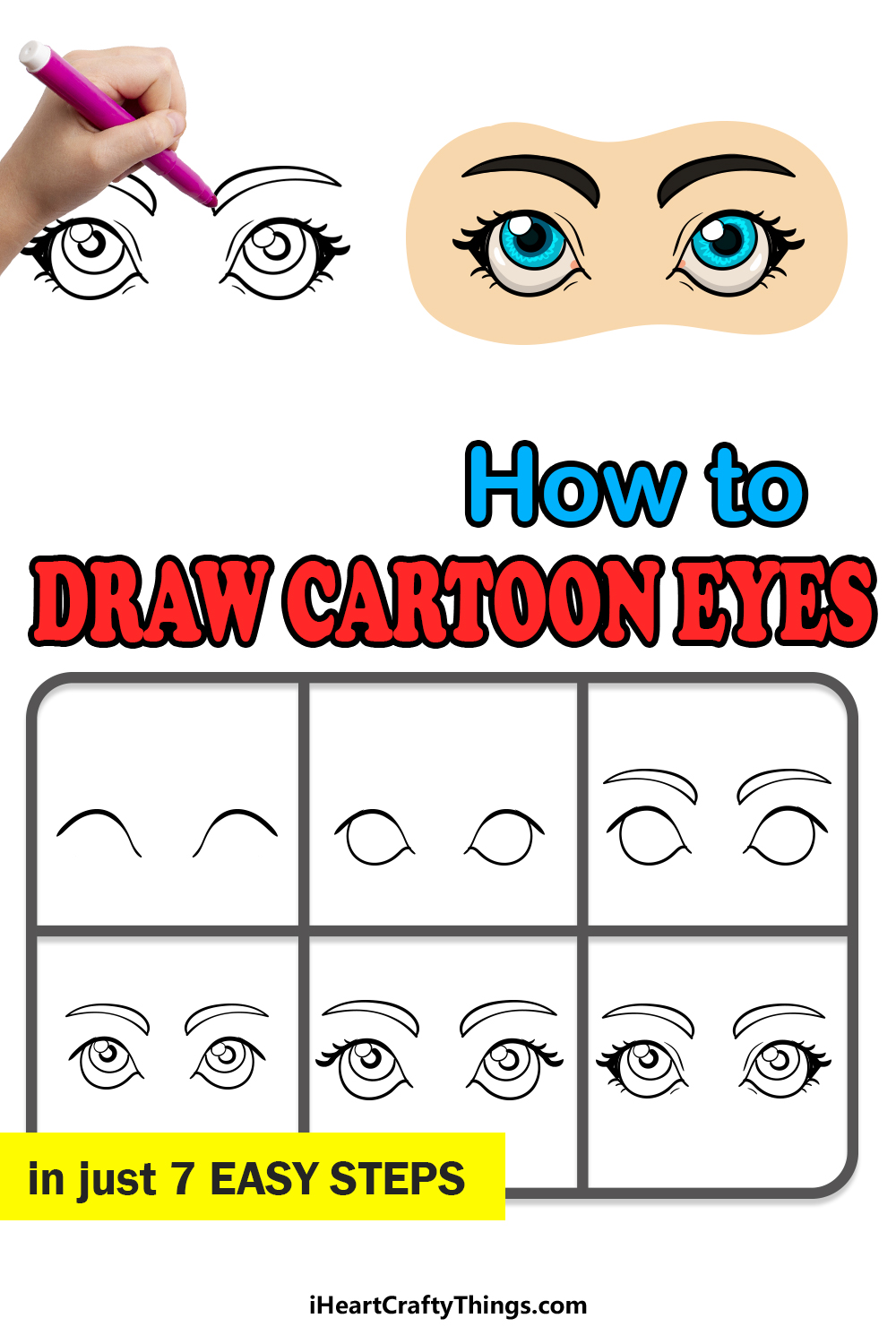 how to draw cartoon eyes in 7 easy steps